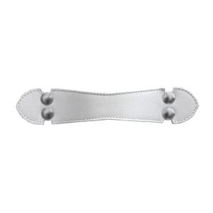 Puxador Valigia Cromo Escovado com Couro Branco - Zen