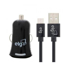 Kit Carregador Veicular Usb 1A + Cabo 1,0 Mt Preto Kt510C1 - ELG