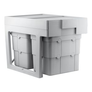 Lixeira Fixas 1x16L + 2x7L Wastesas com Base Fixa Plástico Cinza - Sas Plastic