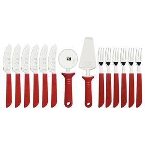 Kit Pizza Inox 14 Peças Vermelho - Tramontina