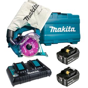 Kit Serra Mármore a Bateria 18V com 2 Baterias 5.0Ah- Makita
