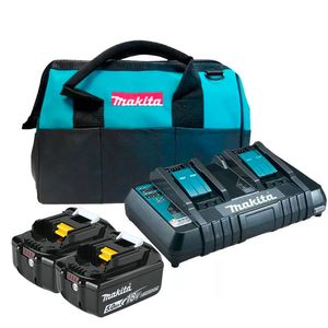 Kit Carregador duplo DC18RD + 2 Baterias 5ah BL1850B + Bolsa