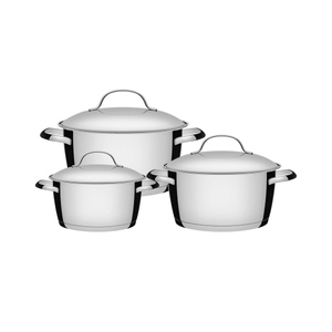 Jogo de Panelas Allegra em Aço Inox com Fundo Triplo e Tampas de Inox 3 Peças - Tramontina